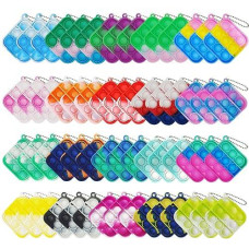 Clanam 60 Pcs Mini Pop Bubble Fidget Toys - Keychain Set