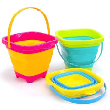 Shindel 3-Piece Foldable Beach Bucket Set, Multicolor