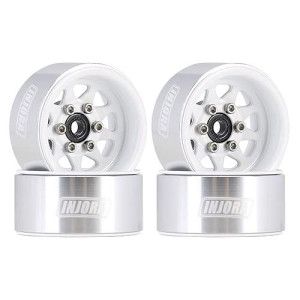 Injora 1.0 Beadlock Wheel Stamped Steel Beadlock Deep Dish 1.0" Wheels For 1/18 Trx4M Axial Scx24 Gladiator Deadbolt Bronco C10 Jlu Upgrade Parts(White)