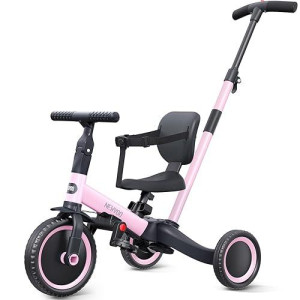 Newyoo Toddler Tricycle,Toddler Bike,Birthday Gifts And Toys For 1-3 Year Old Boys And Girls, Trike With Push Handle, Backrest And Safety Belt, Balance Bike, Tr007, Pink