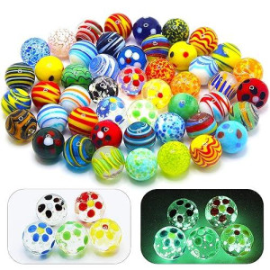 VEALIZUU 40 PCS Colorful Glass Marbles - Assorted & Glow