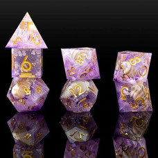 YEMEKO Sharp Edge DND Dice Set, Shell Purple, 7 Poly