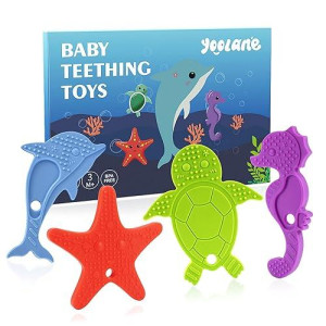 Yoolane 4 Pack Silicone Baby Teether - Sea Animals, BPA Free