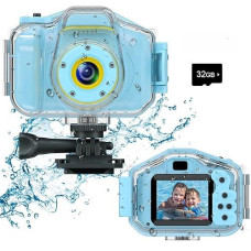 Deker Kids Waterproof Camera For Boys, Christmas Birthday Gifts For Toys 3-12 Year Old, Mini Children Underwater Digital Action Camcorder (Light Blue)