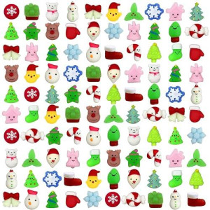 Anditoy Christmas Mochi Squishy Toys - 100 PCS Red Gifts