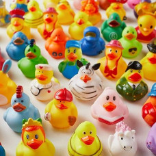 Valenlyra 25 Pack Rubber Duck For Jeeps Ducking - 2" Bulk Floater Duck For Kids - Baby Bath Toy Assortment - Party Favors, Birthdays, Bath Time, And More (25 Varieties)