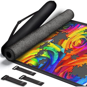 YUPYY Large Black Puzzle Mat Roll Up for 1500 Pcs