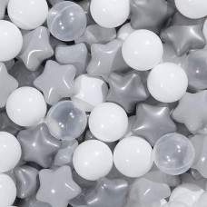 TRENDPLAY 100 pcs Star Ball Pit Balls - Pearl Gray & White