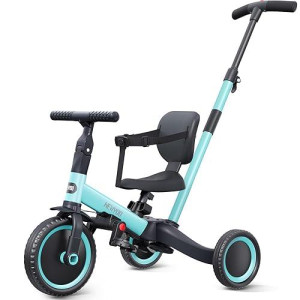 Newyoo Tricycles For 1-3 Year Olds, Toddler Bike, For Boys And Girls, Toddler Tricycle With Parent Push Handle, Trike With Backrest And Safety Belt, Blue, Tr007