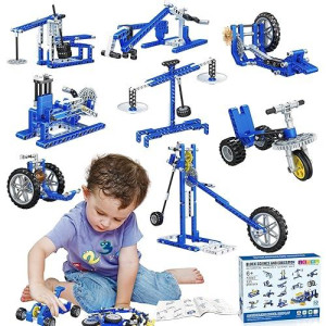 Mechanical Building Toys For Boys Age 8-12, 50 Stem Projects For Kids Ages 8-12 With 325 Pcs Building Blocks, Stem Toys For 6 7 8 9 10 Year Old Boys, Science Kit Birthday Xmas Gifts For Kids 6+