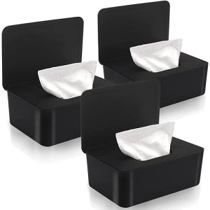 NOVWANG Baby Wipes Dispenser, 3 Pack, Black, Refillable