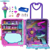 Polly Pocket Resort Rollaway Suitcase Playset with 4 Dolls