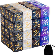 48 Pcs Magic The Gathering Dice Mtg Counter Dice Buff Tokens Dice Loyalty Starry Marble D6 Dice Compatible With Ccg, Standard Card Gaming Accessories, 4 Styles