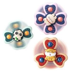 Alasou 3Pcs Suction Cup Spinner Toys For 1 Year Old Boy Girl|Spinning Top Baby Toys 12 18 Months|1 2 Year Old Boy Birthday Gift|Baby Bath Toys For Kids Ages 1-3|Sensory Toys For Toddlers 1-3