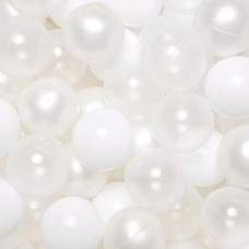 Trendplay Plastic Balls For Ball Pits - Pack Of 100 Hollow Balls- Safe And Exciting Playtime - Perfect For Toddler Baby Pools,Party,Festival Decoration, Pearl White+ White+ Clear