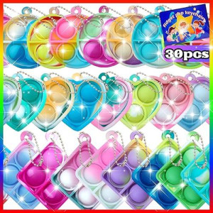 Onkull Pop Fidget Keychain It Mini Fidget Toys Bulk 30 Pack Party Favors For Kids 4-8,8-12 Year Boys Girls Push Pops Bulk Toys Its Small Prizes For Kids Classroom Birthday Party Favors Bubble Poppers