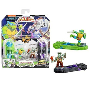 Legends of Akedo Teenage Mutant Ninja Turtles Mini Battling Warriors Versus Pack Leonardo Vs Rocksteady Small