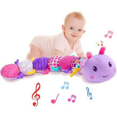 Kaeohye Baby Toy 0-12 Months,Baby Infant Musical Stuffed Animal Soft Toy With Multi-Sensory Crinkle, Rattle & Textures,Baby Girl Toy Birthday Gift,Caterpillar,Purple