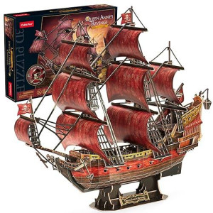 Cubicfun 3D Puzzles For Adults Kids, Red Queen Anne'S Revenge 391 Pcs, Home Decor Cool Pirate Ship Arts & Crafts For Adults Puzzles Model Kits, Birthday Gifts For Women Men Puzzles For Adults