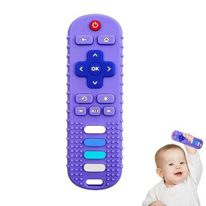 Yapromo Baby Teething Toys,Reomte Teether Toys, Silicone Chew Toy For Babies 18+ Months, Remote Control Shape Teething Toys, Early Educational Toy Bpa Free & Refrigerator Safe (Purple)