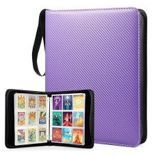 Wot I Trading Card Binder, 900 Pockets Baseball Card Binder Sleeves With Zipper, Double Sided Pockets Card Holder Carry Card Case For Baseball Card, Football Card(Purple)