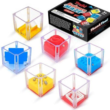 Balance Iq Maze Game Mini Fidget Puzzle Box: 6 Pcs For Kids And Adults Brain Teaser Puzzle Cubes For Challenge, Decompression And Special Needs Best Stocking Stuffers