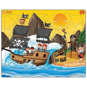 Just Smarty Jigsaw Puzzle Pirate 56 Pieces For Kids Ages 4, 5, 6 Year Old With Fun Shapes And Tray. Fun Learning Educational Toy For Boys Girls In Pre-K, Kindergarten, First Grade