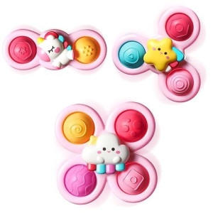 Alasou 3Pcs Pop Suction Cup Spinner Toys For 1 Year Old Boy Girl|Novelty Spinning Tops Toddler Toys Age 1-2|Sensory Baby Bath Toys For Toddlers 1-3|12 18 Months Boy Birthday Gift For Infant