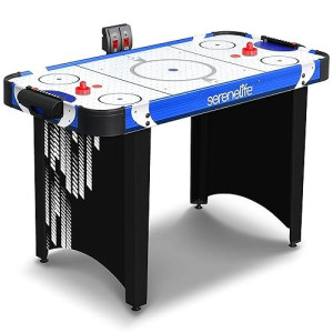 Serenelife 48" Air Hockey Game Table, W/Built-In Score Tracker & Puck Dispenser, Digital Led Scoreboard & Accessories