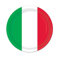 Beistle 9" Italian Red White Green Paper Plates - Multicolor