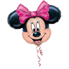 Anagram 28" Minnie Mouse Head Foil Balloon - Pink Polka Dots