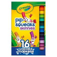 Crayola Washable Pip Squeaks Skinnies Markers (16Ct), Mini Markers For Toddlers, Coloring Book Markers, Toys & Gifts For Kids, 3+