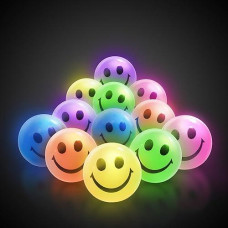 12 Pieces Led Light Up Smiley Face Emoticon Bouncing Balls