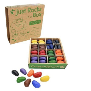 Crayon Rocks Just Rocks In A Box, 8 Colors, Tripod Grip Crayons Made For Handwriting Development In Kids And Toddlers, Fun & Educational, Creative Activity, 8 Of Each Color - 64 Count