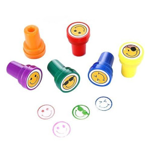 Plastic Stamps For Kids, Luckybird Self Inking Goofy Smile Silly Face Stampss Set, 6 Count