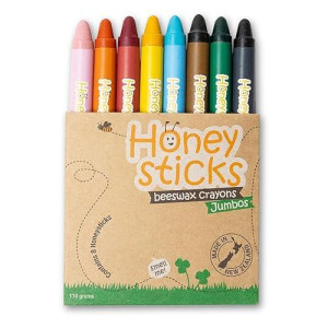 Honeysticks Jumbo Crayons (8 Pack) - 100% Pure Beeswax Crayons - Non Toxic Crayons For Kids - Large Crayons, Easy To Hold And Use, Unbreakable, Eco Friendly, Preschool Art Supplies, For Kids 2-4, 4-8