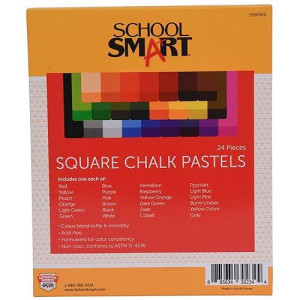 School Smart Assorted Square Chalk Pastels, 24 Count Set