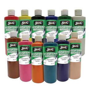 Sax Washable Versatemp Heavy Bodied Tempera Paints, Assorted Colors, 12 Pints