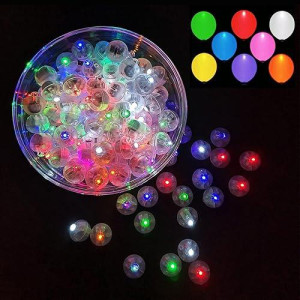 100 Pcs Multicolor Led Balloon Light, Rainbow Colored Round Led Flash Mini Ball Light For Paper Lantern Balloon, Indoor Outdoor Party Event Fun Birthday Party Wedding Halloween Christmas Decorations