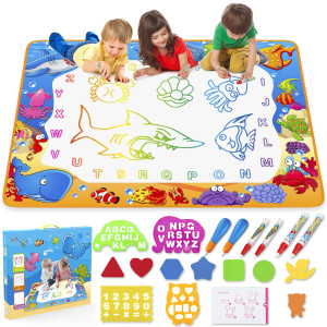 Water Doodle Mat Kids Painting Writing Color Doodle Drawing Mat Toy Bring Magic Pens Educational Toys For Age 2 3 4 5 6 7 Year