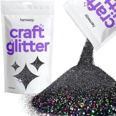 Hemway Craft Glitter 100G / 3.5Oz Glitter Flakes For Arts Crafts Tumblers Resin Epoxy Scrapbook Glass Schools Paper Halloween Decorations - Ultrafine (1/128" 0.008" 0.2Mm) - Black Holographic