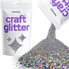 Hemway Craft Glitter 100G / 3.5Oz Glitter Flakes For Arts Crafts Tumblers Resin Epoxy Scrapbook Glass Schools Paper Halloween Decorations - Fine (1/64" 0.015" 0.4Mm) - Gun Metal Grey Holographic