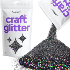 Hemway Craft Glitter 100G / 3.5Oz Glitter Flakes For Arts Crafts Tumblers Resin Epoxy Scrapbook Glass Schools Paper Halloween Decorations - Fine (1/64" 0.015" 0.4Mm) - Black Holographic