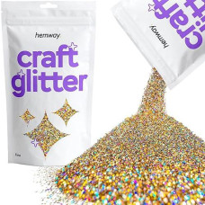 Hemway Craft Glitter 100G / 3.5Oz Glitter Flakes For Arts Crafts Tumblers Resin Epoxy Scrapbook Glass Schools Paper Halloween Decorations - Fine (1/64" 0.015" 0.4Mm) - Gold Silver Holographic