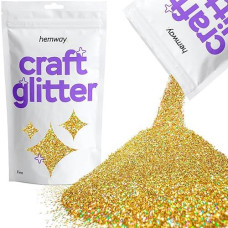 Hemway Craft Glitter 100G / 3.5Oz Glitter Flakes For Arts Crafts Tumblers Resin Epoxy Scrapbook Glass Schools Paper Halloween Decorations - Fine (1/64" 0.015" 0.4Mm) - Gold Holographic