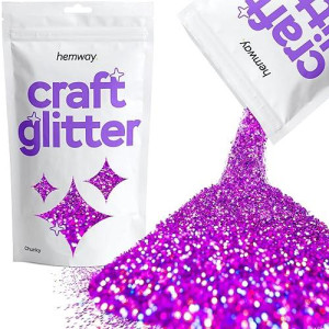 Hemway Craft Glitter 100G / 3.5Oz Glitter Flakes For Arts Crafts Tumblers Resin Epoxy Scrapbook Glass Schools Paper Halloween Decorations - Chunky (1/40" 0.025" 0.6Mm) - Purple Holographic