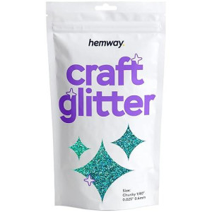 Hemway Craft Glitter 100G / 3.5Oz Glitter Flakes For Arts Crafts Tumblers Resin Epoxy Scrapbook Glass Schools Paper Halloween Decorations - Chunky (1/40" 0.025" 0.6Mm) - Turquoise Blue Holographic