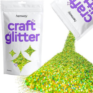 Hemway Craft Glitter 100G / 3.5Oz Glitter Flakes For Arts Crafts Tumblers Resin Epoxy Scrapbook Glass Schools Paper Halloween Decorations - Chunky (1/40" 0.025" 0.6Mm) - Lime Green Holographic