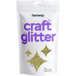 Hemway Craft Glitter 100G / 3.5Oz Glitter Flakes For Arts Crafts Tumblers Resin Epoxy Scrapbook Glass Schools Paper Halloween Decorations - Chunky (1/40" 0.025" 0.6Mm) - Sand Gold