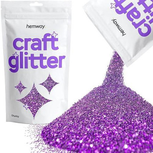 Hemway Craft Glitter 100G / 3.5Oz Glitter Flakes For Arts Crafts Tumblers Resin Epoxy Scrapbook Glass Schools Paper Halloween Decorations - Chunky (1/40" 0.025" 0.6Mm) - Purple